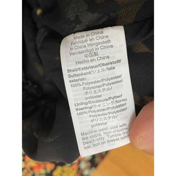 Madewell Women's M Yellow Blouse Polyester Top Floral Peplum Wrap Boho V-Neck - Picture 5 of 9